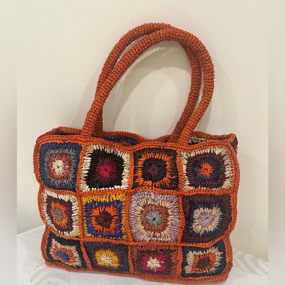 Handcrafted Raffia Crochet Tote Bag - Picture 1 of 5